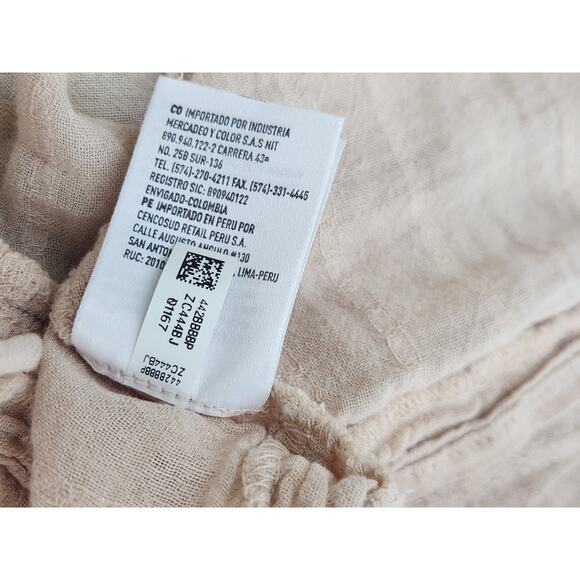 American Eagle Outfitters Tiered Babydoll Top Blouse Large Beige Long Sleeve - Picture 10 of 13